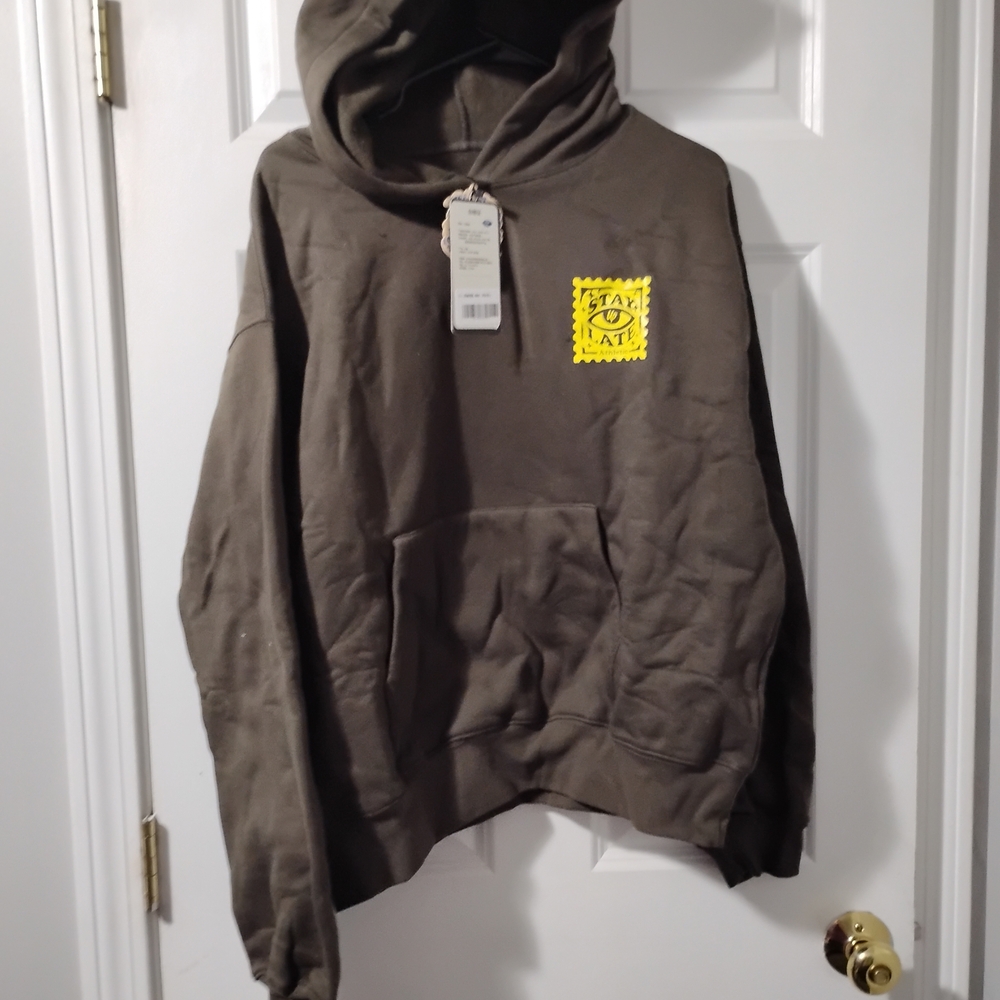 Men's Brown Hoodie with Yellow Graphic